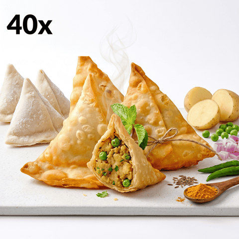 Hand-Wrapped Spicy Potatoes Veggie Samosas (Pack of 40)